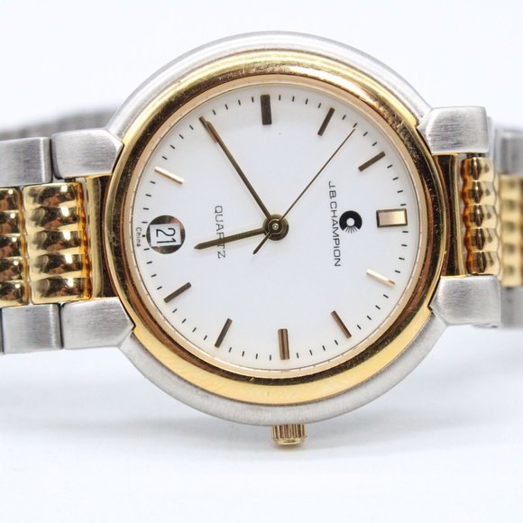 J.B Champion Watch Mens Mult-Tone Stainless Steel Quartz Classic White Dial - Picture 6 of 8